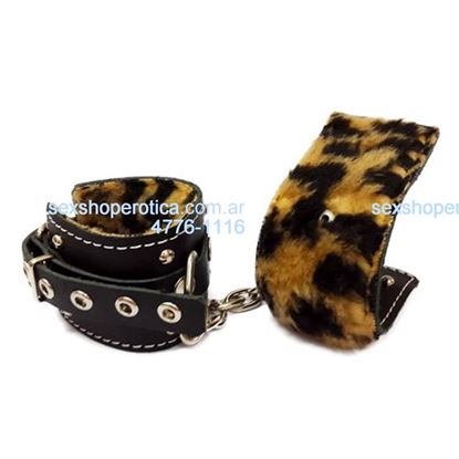 Esposas Negras Simples Con Mosqueton Y Peluche Animal Print